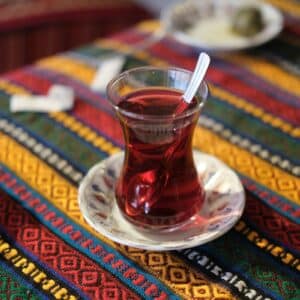 a cup of tea sitting on top of a table